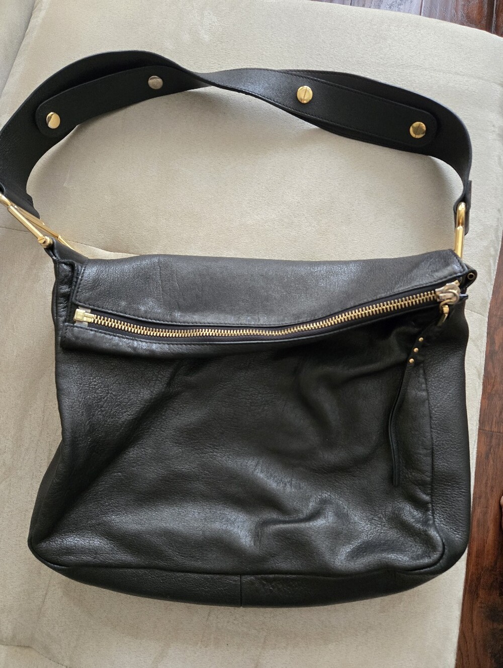 Chloe Black Leather Crossbody Bag with Gold Hardware